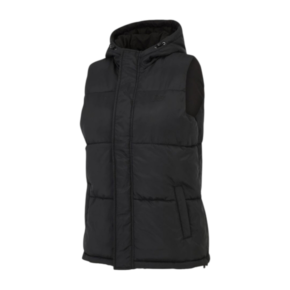 New Balance Black Hooded Puffer Vest - Picture 1 of 14